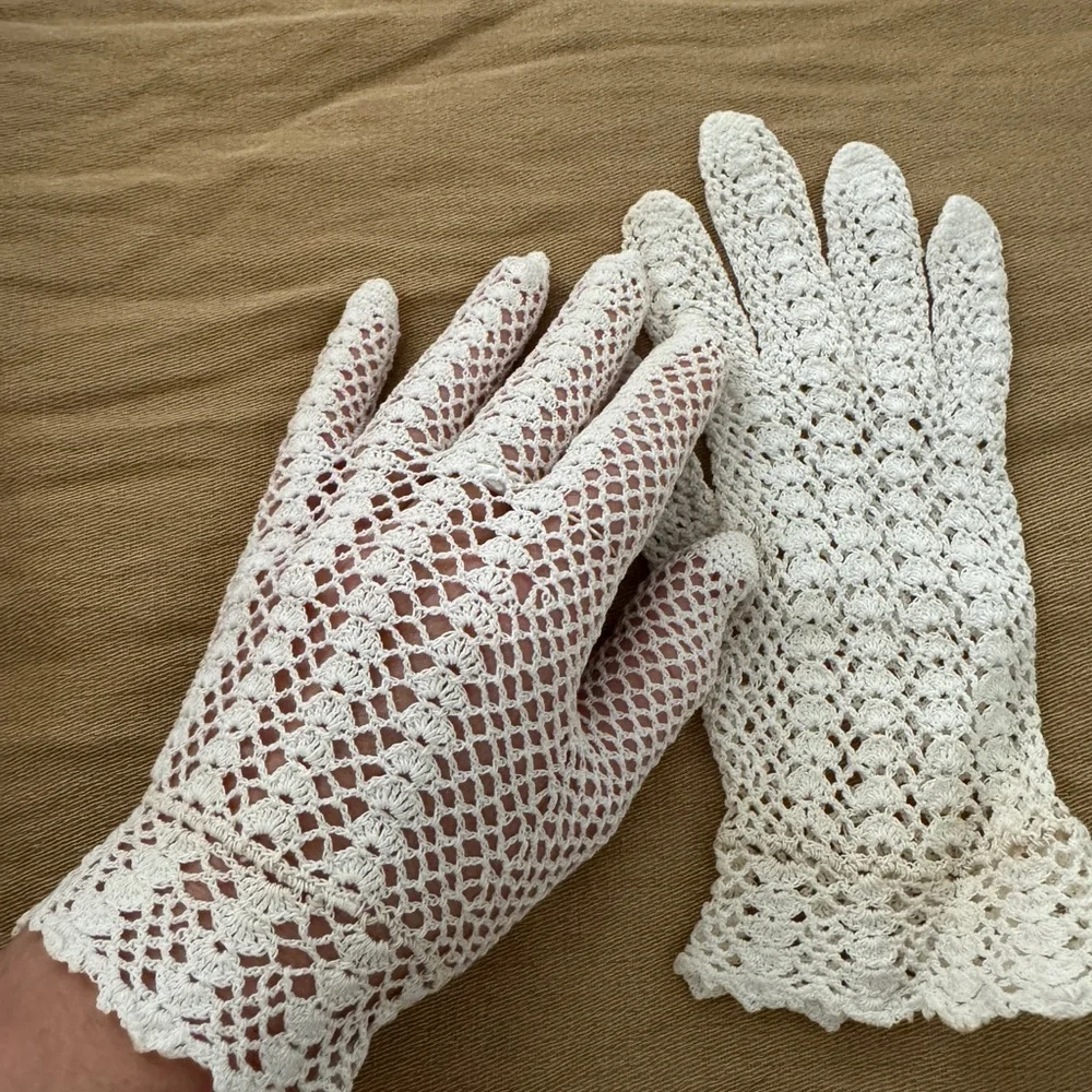 Vintage White Crochet Gloves Cottagecore XS/S
